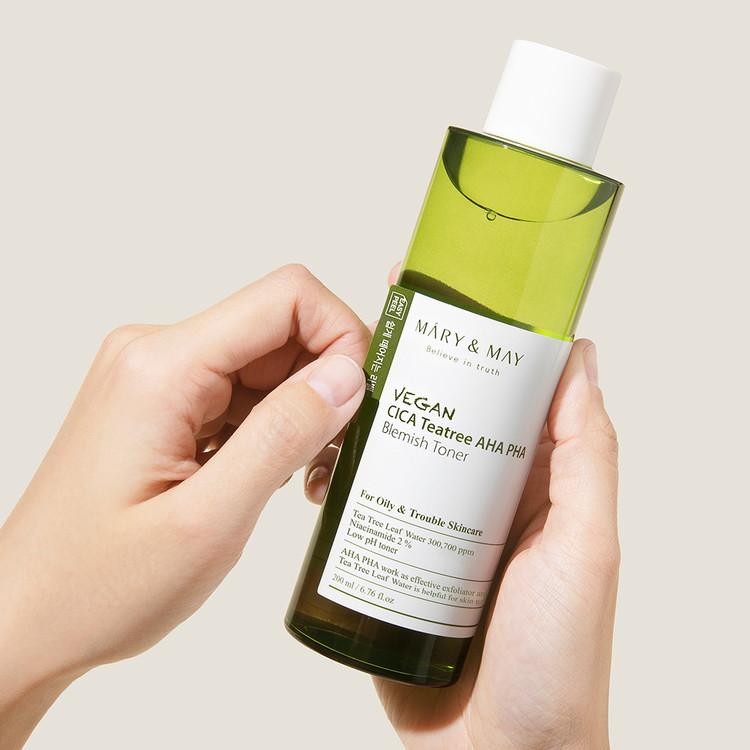 [Mary&May] Vegan CICA Tea Tree AHA PHA Blemish Toner - 200ml
