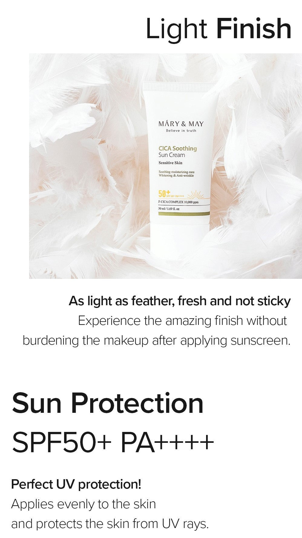 [Mary&May] CICA Soothing Sun Cream SPF50+ PA++++ - 50ml