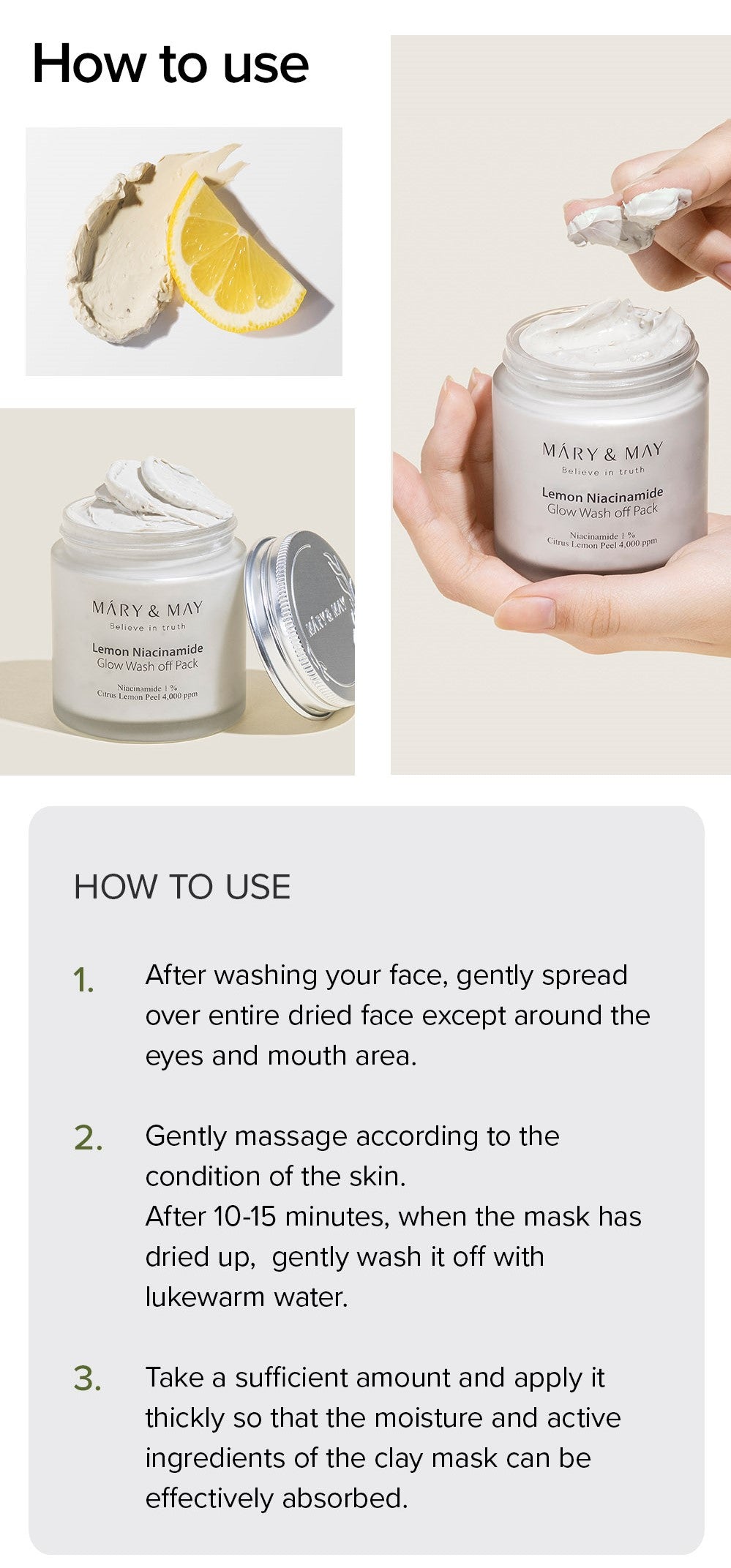 [Mary&May] Lemon Niacinamide Glow Wash Off Pack 125g