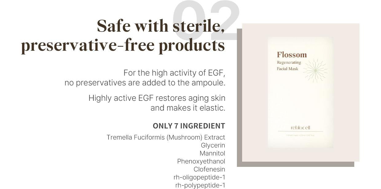 [Reblocell] Flossom Regenerating Facial Mask EGF 1ppm 1 Sheet