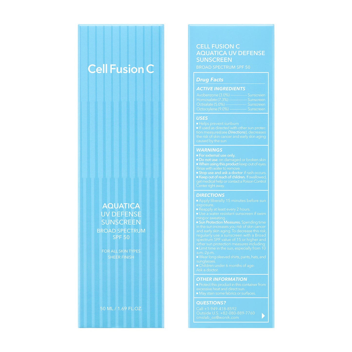 [CellFusionC] 1+1 Aquatica UV Defense Sunscreen OTC 50ml+50ml