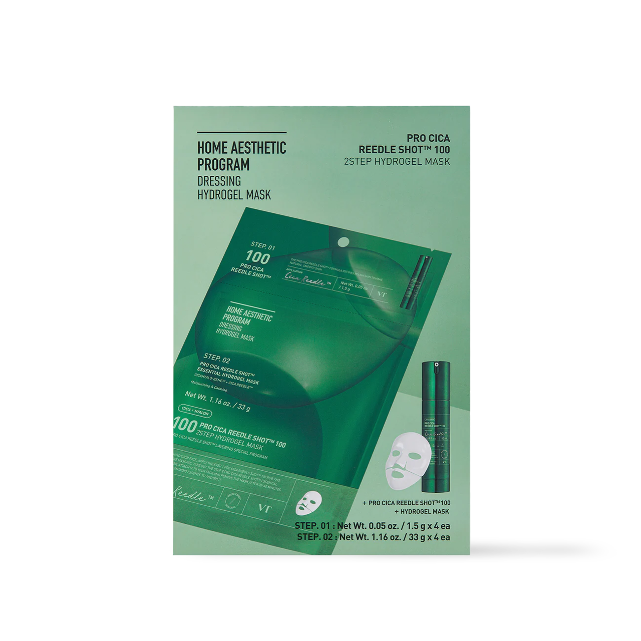 [VT Cosmetics] PRO CICA Reedle Shot 100 2STEP Hydrogel Mask 4ea