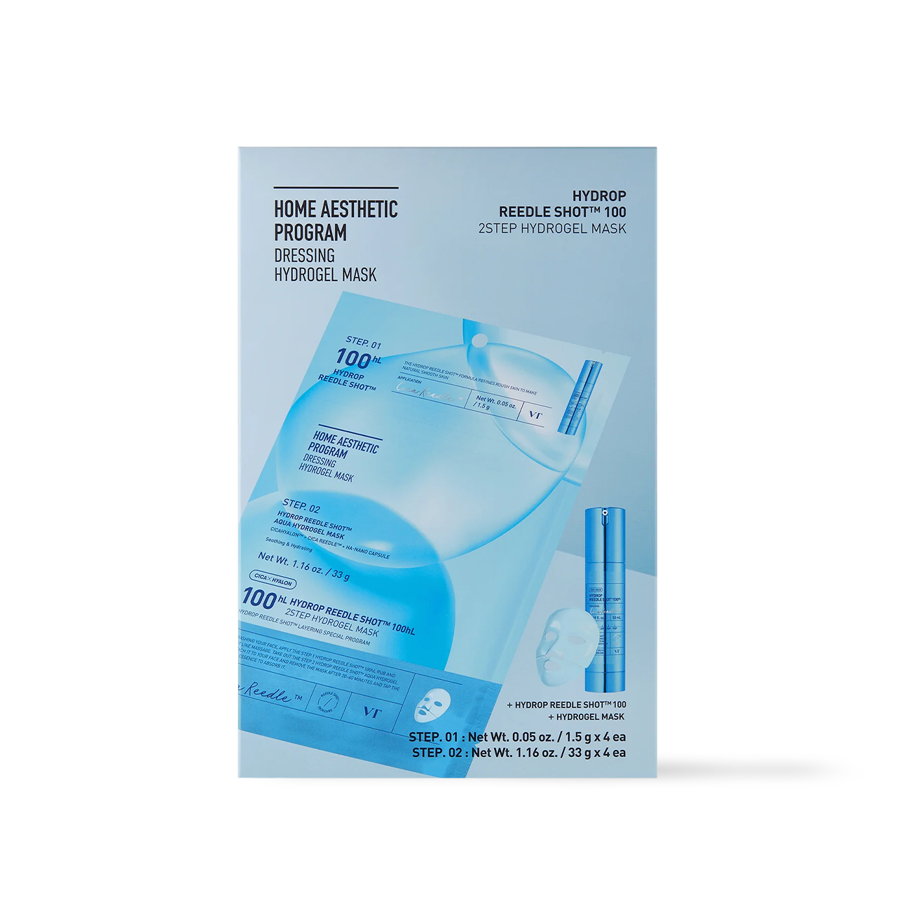 [VT Cosmetics] HYDROP Reedle Shot 100hl 2STEP Hydrogel Mask - 2Type